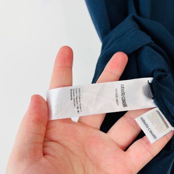 Roberto Cavalli Navy Blue Tiger Print Spell Out Logo Slim Fit T Shirt UK XXL - Picture 9 of 13